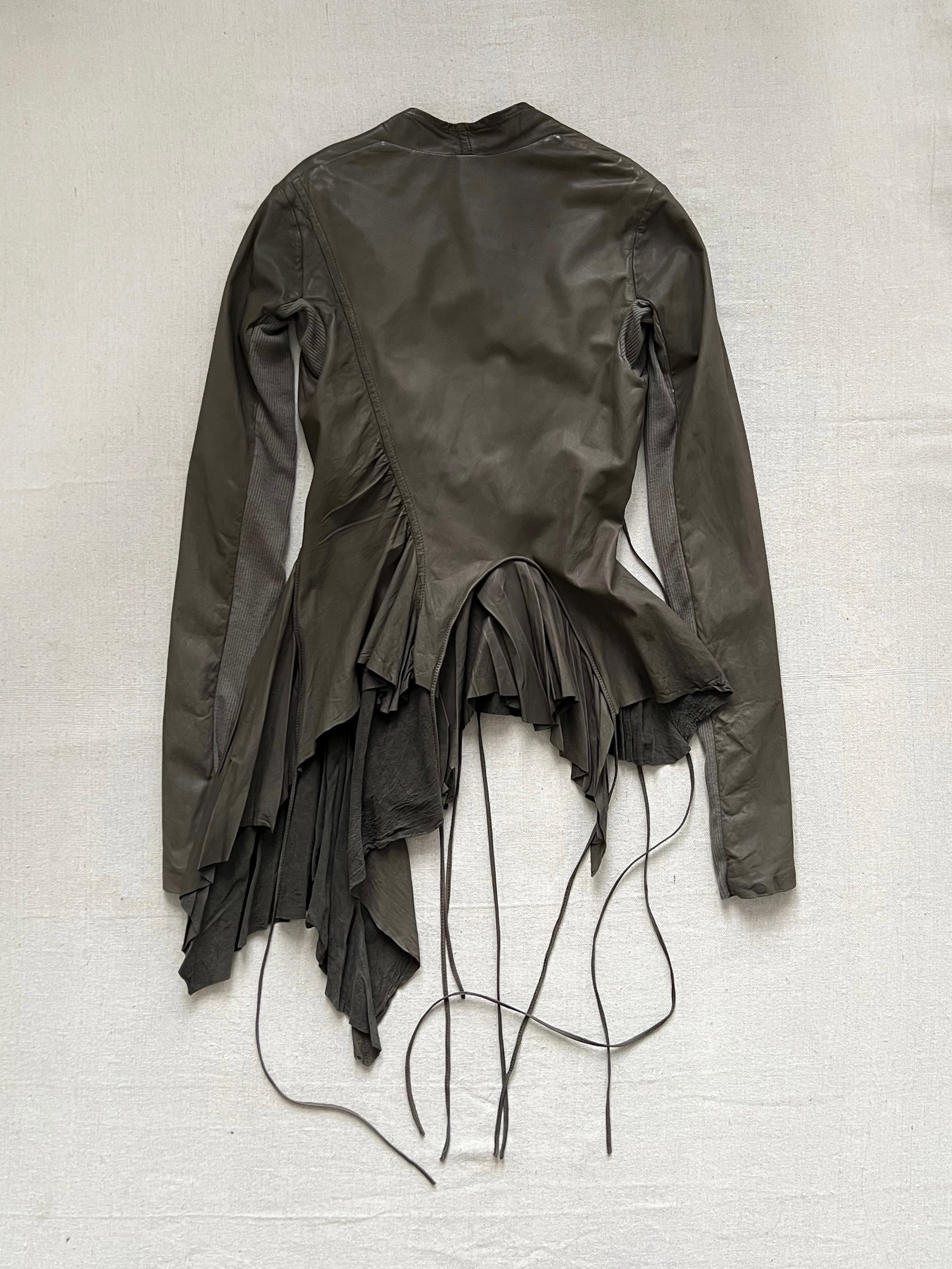 Rare Rick Owens 2000s Dust Strappy Draped Lamb Leather Jacket