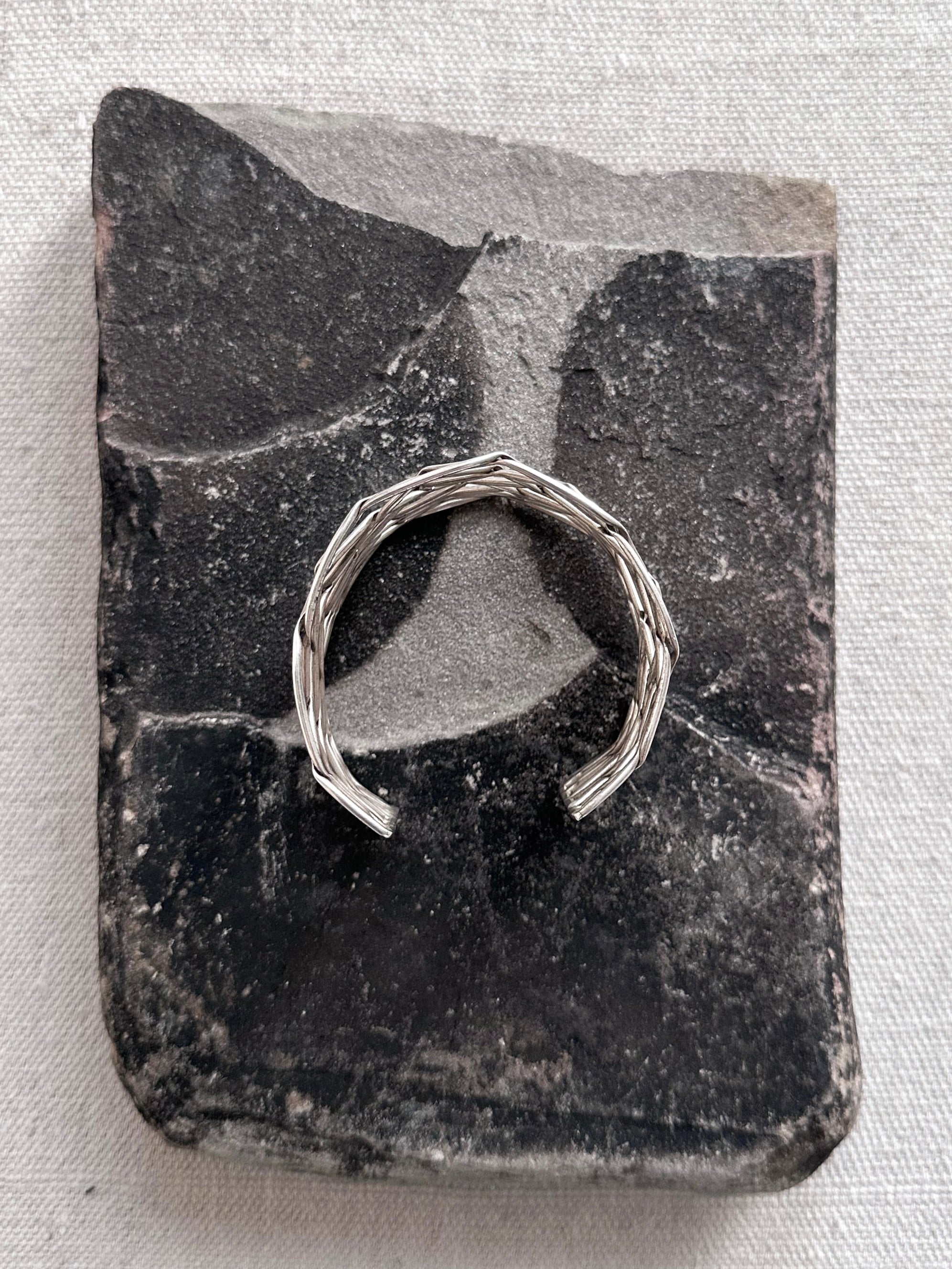 Vintage Sterling Silver Woven Cage Cuff