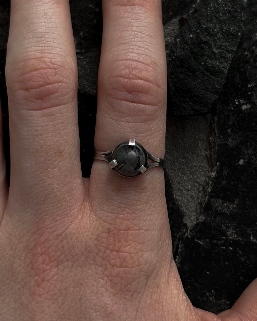 Vintage Gothic Hematite Ring