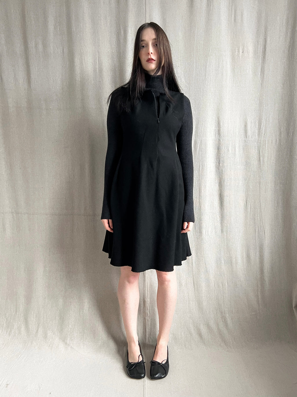 Yohji Yamamoto Zip Neck Alpaca Wool Dress