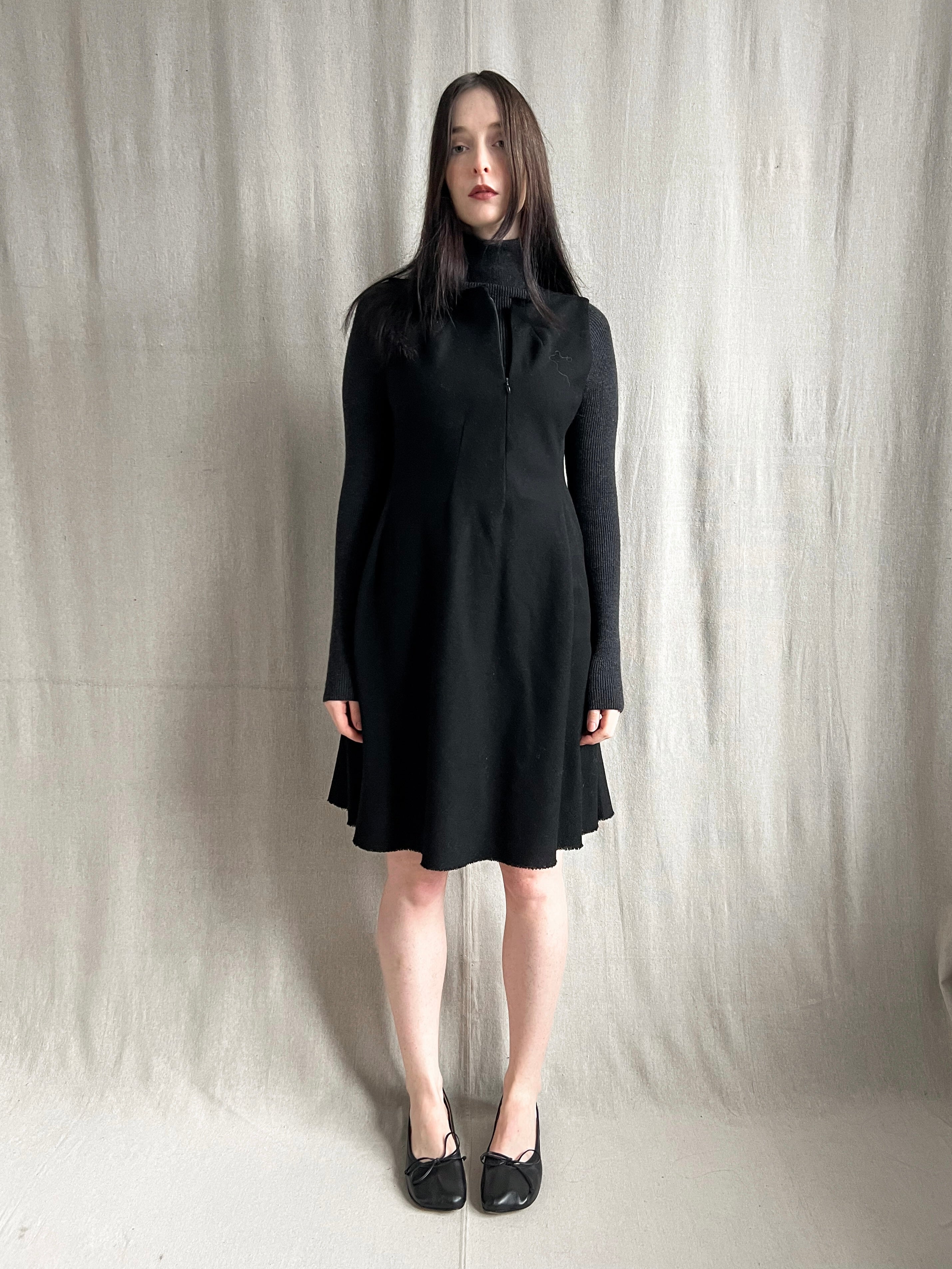 Yohji Yamamoto Zip Neck Alpaca Wool Dress