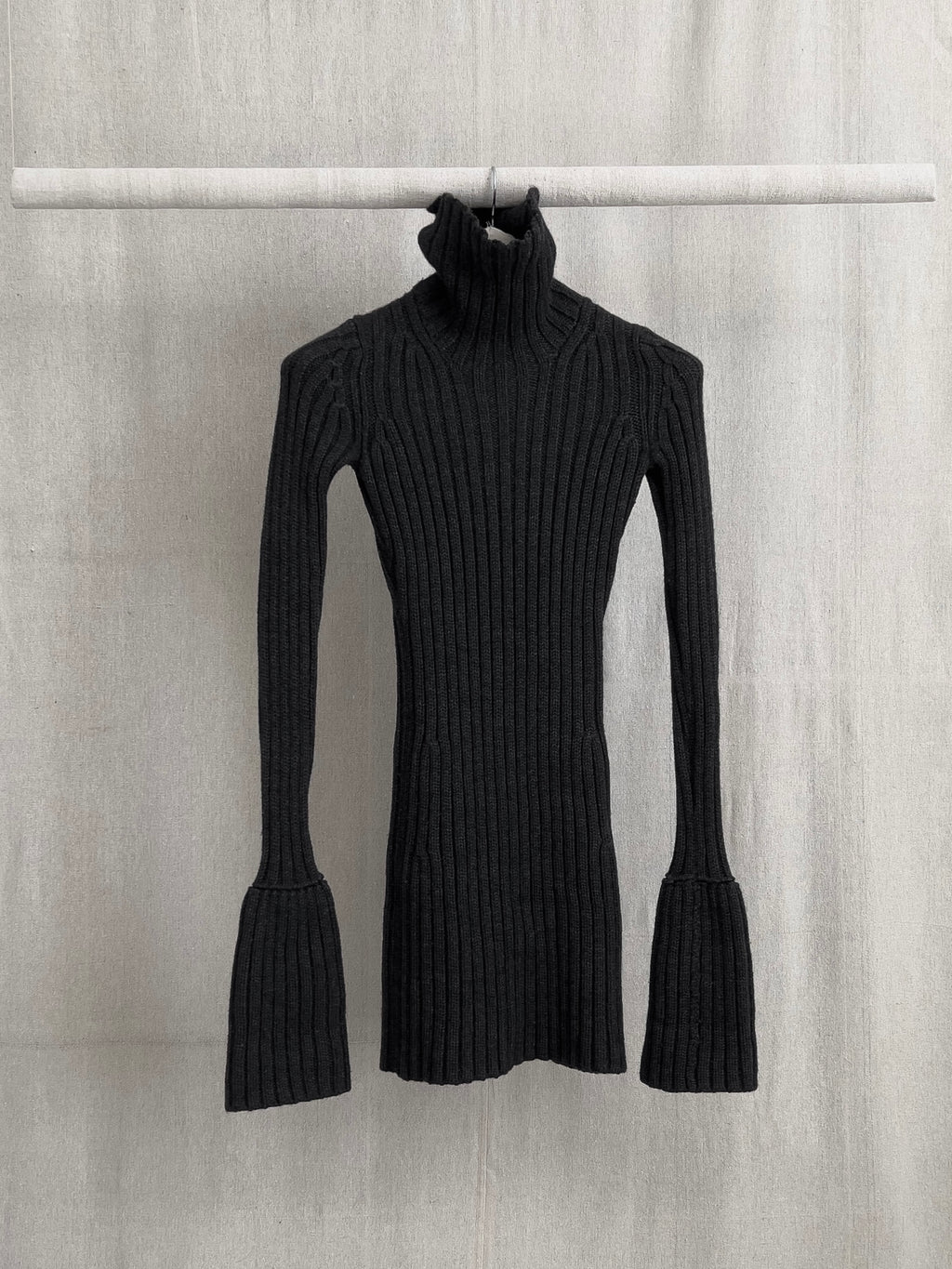 Yohji Yamamoto AW98 Runway Charcoal Knit Turtleneck Dress