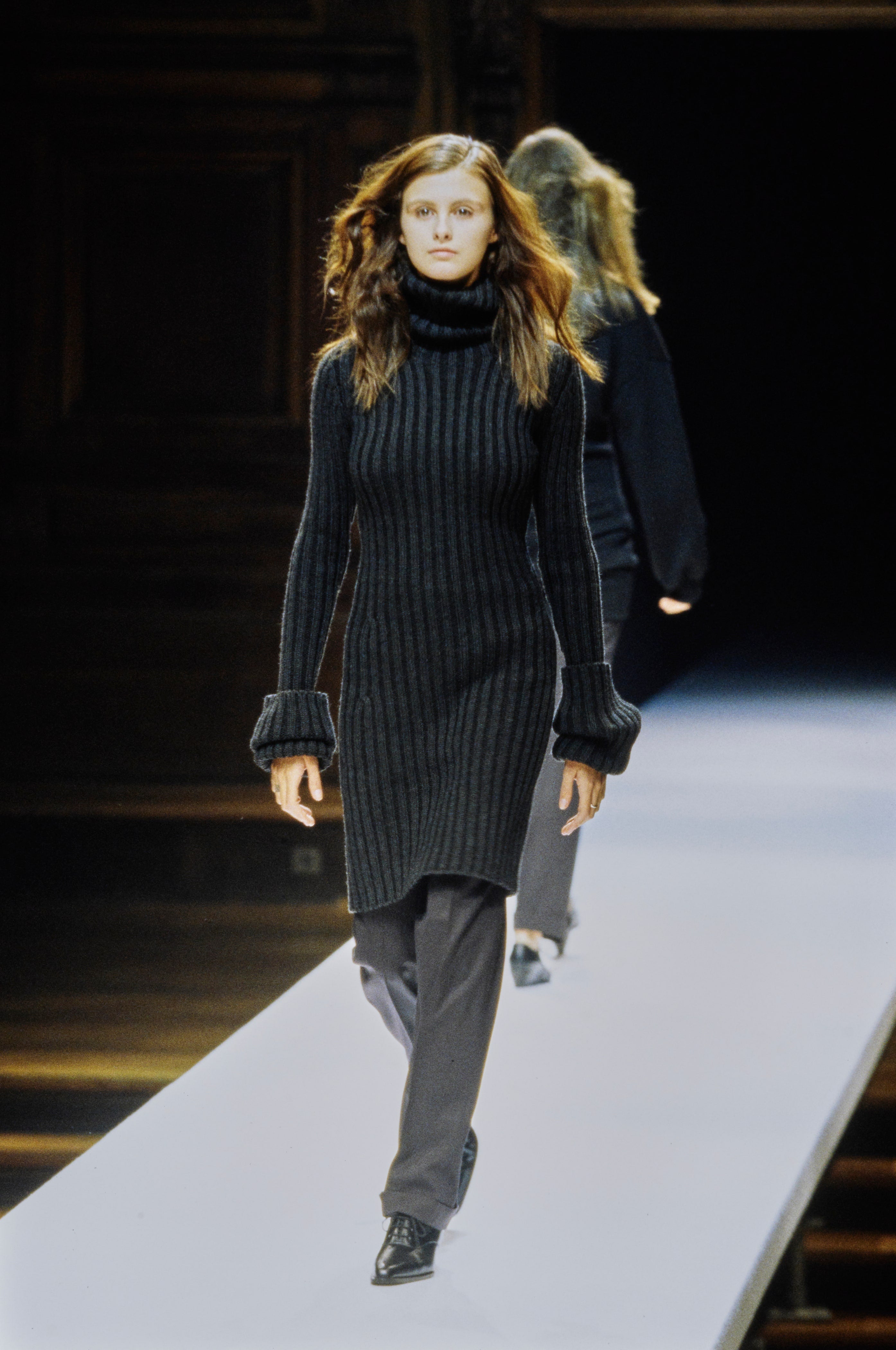 Yohji Yamamoto AW98 Runway Charcoal Knit Turtleneck Dress