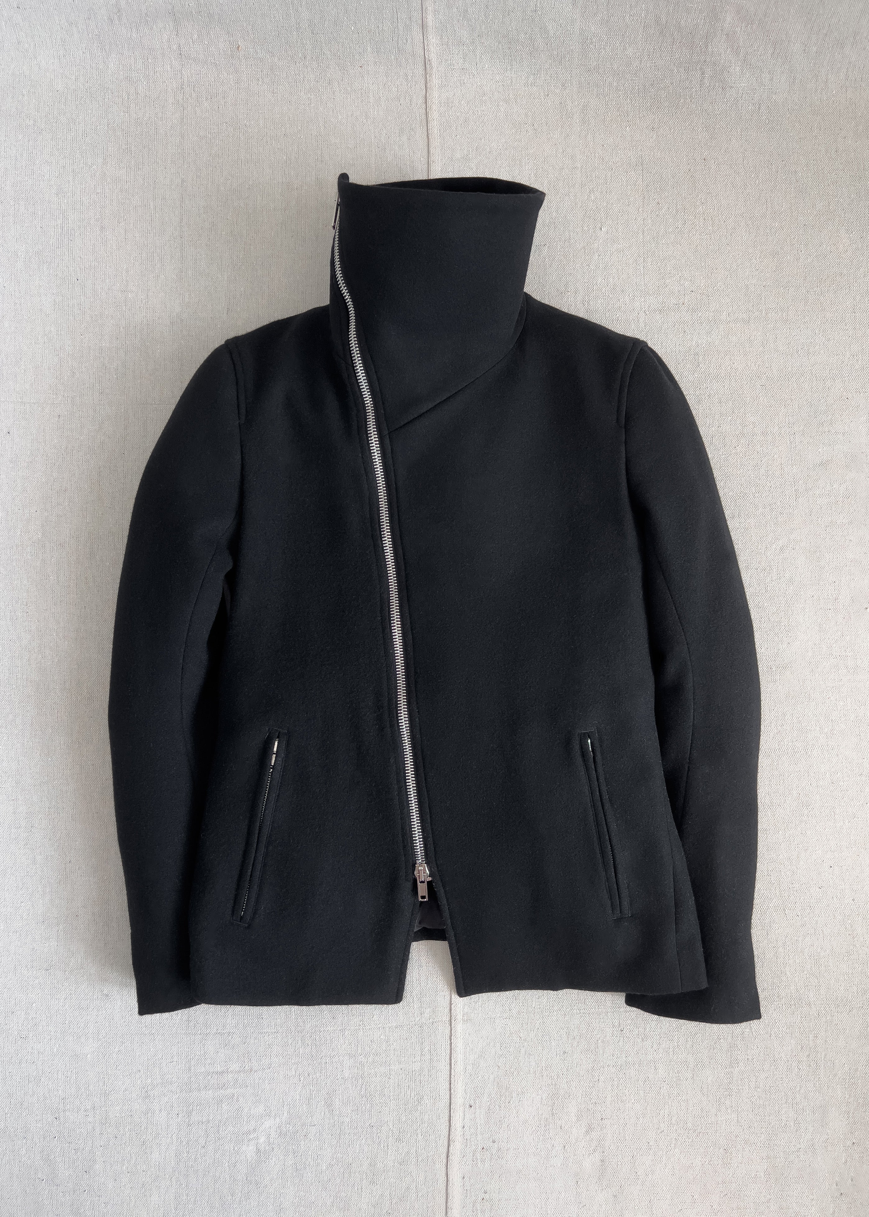 Japanese Designer Avant-Garde Asymmetric Zip Cowl Collared Coat