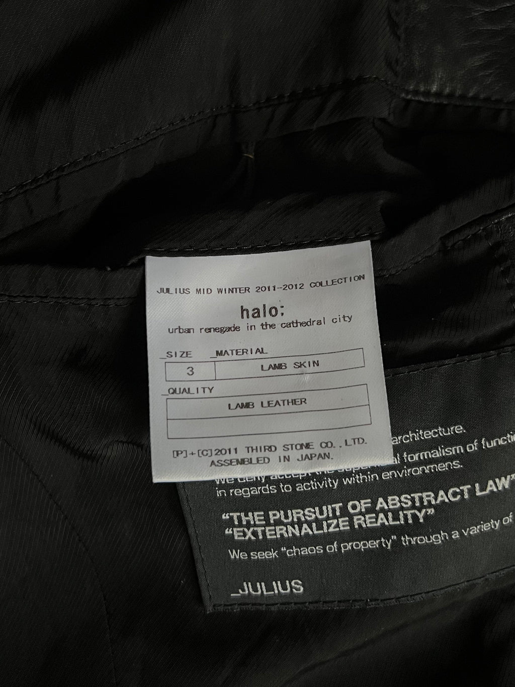 Julius Mid-Winter 2011-2012 HALO Moto Lamb Skin Leather Jacket
