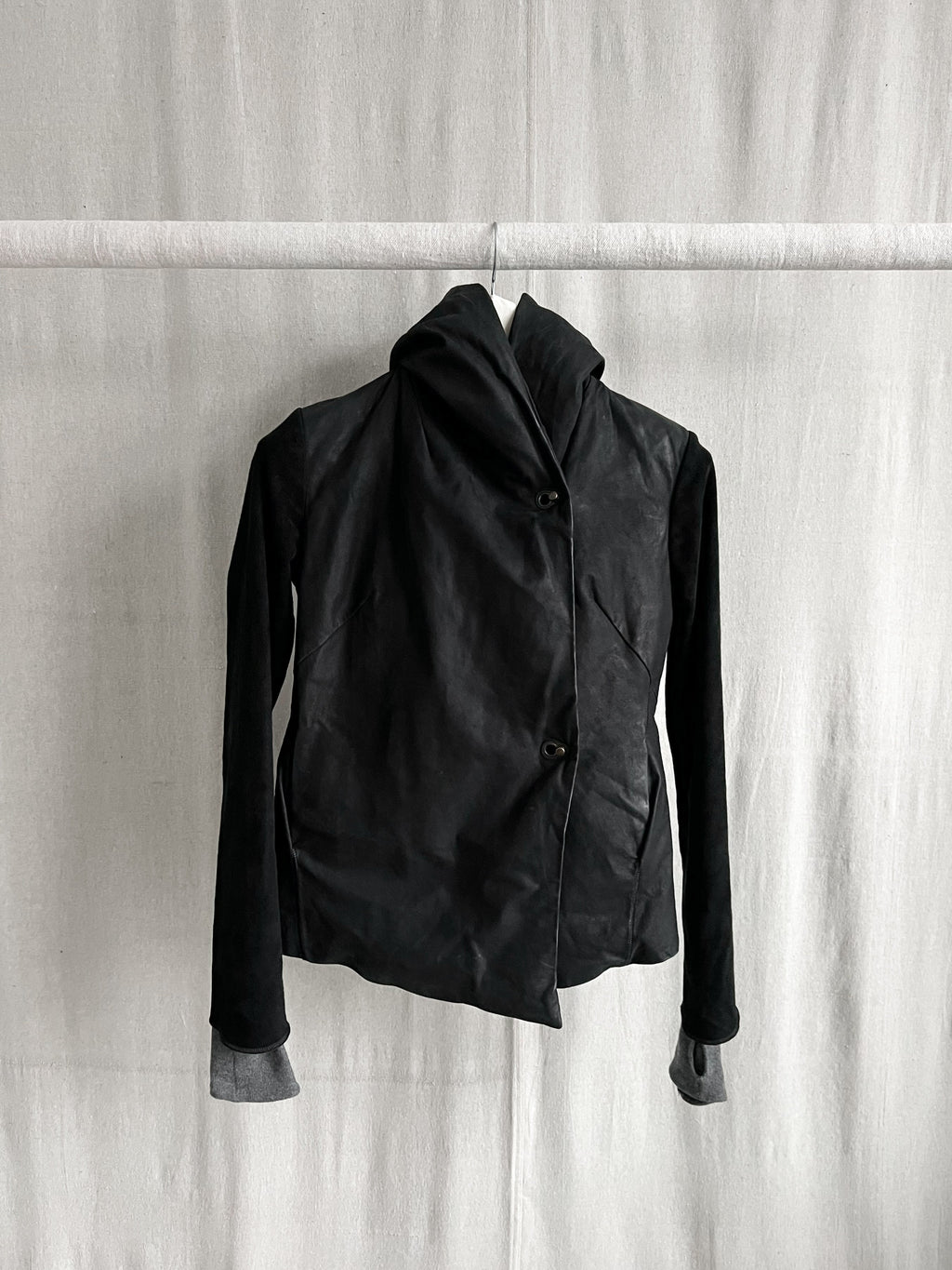 Isaac Sellam Asymmetric Lambskin Leather Goose Down Jacket