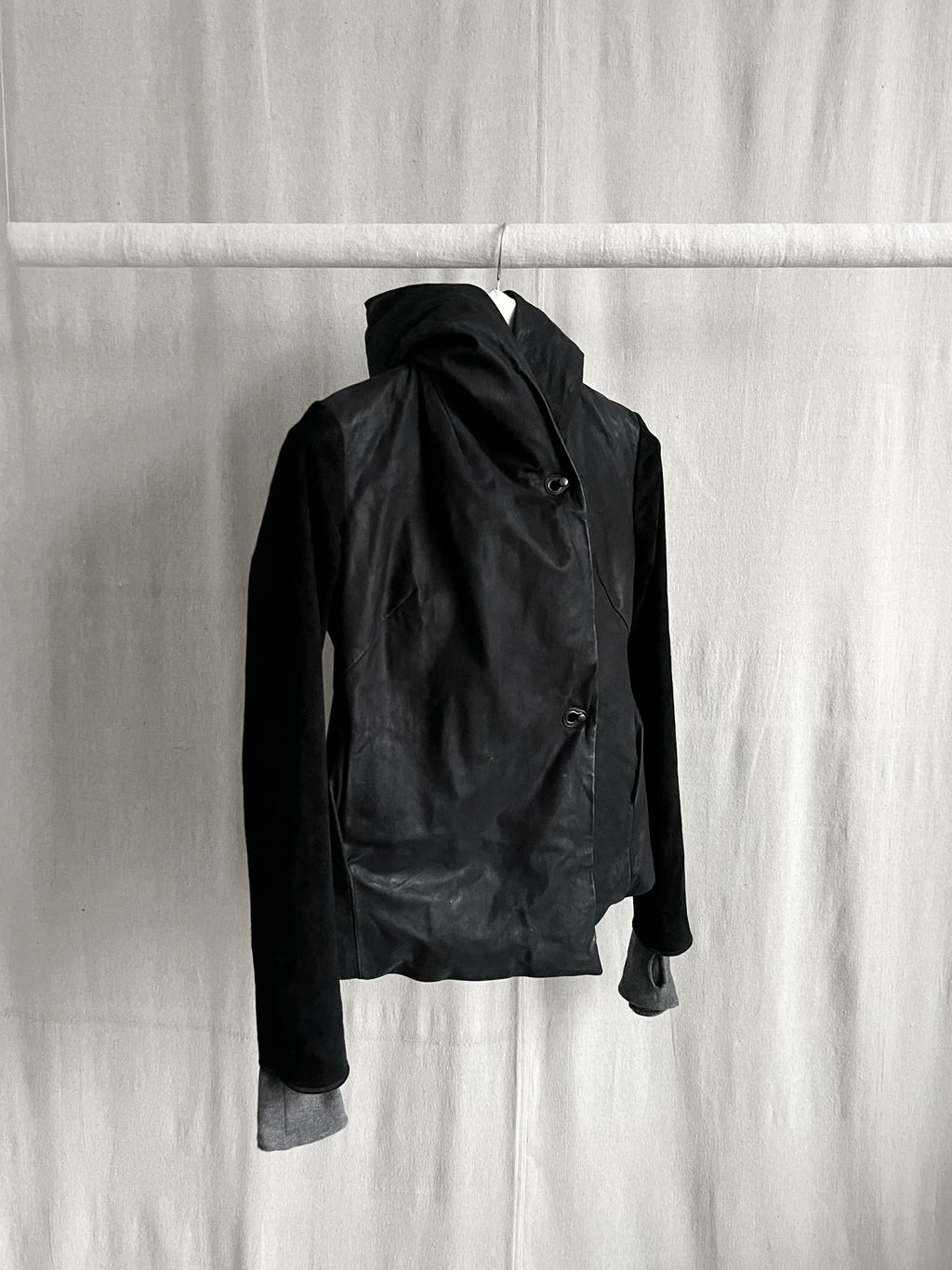 Isaac Sellam Asymmetric Lambskin Leather Goose Down Jacket