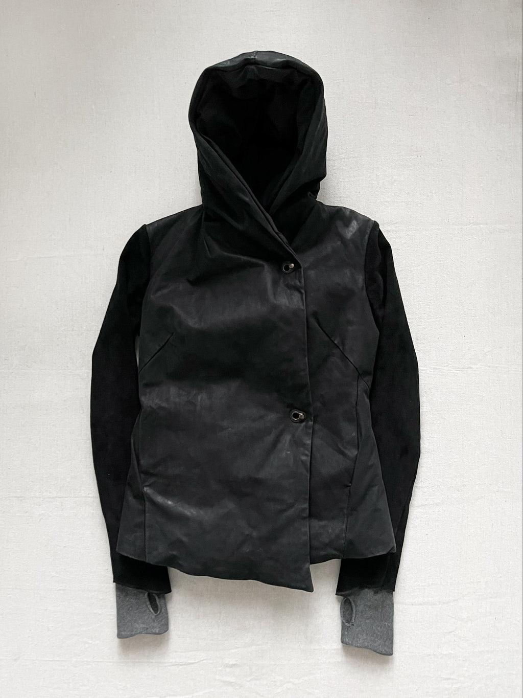 Isaac Sellam Asymmetric Lambskin Leather Goose Down Jacket