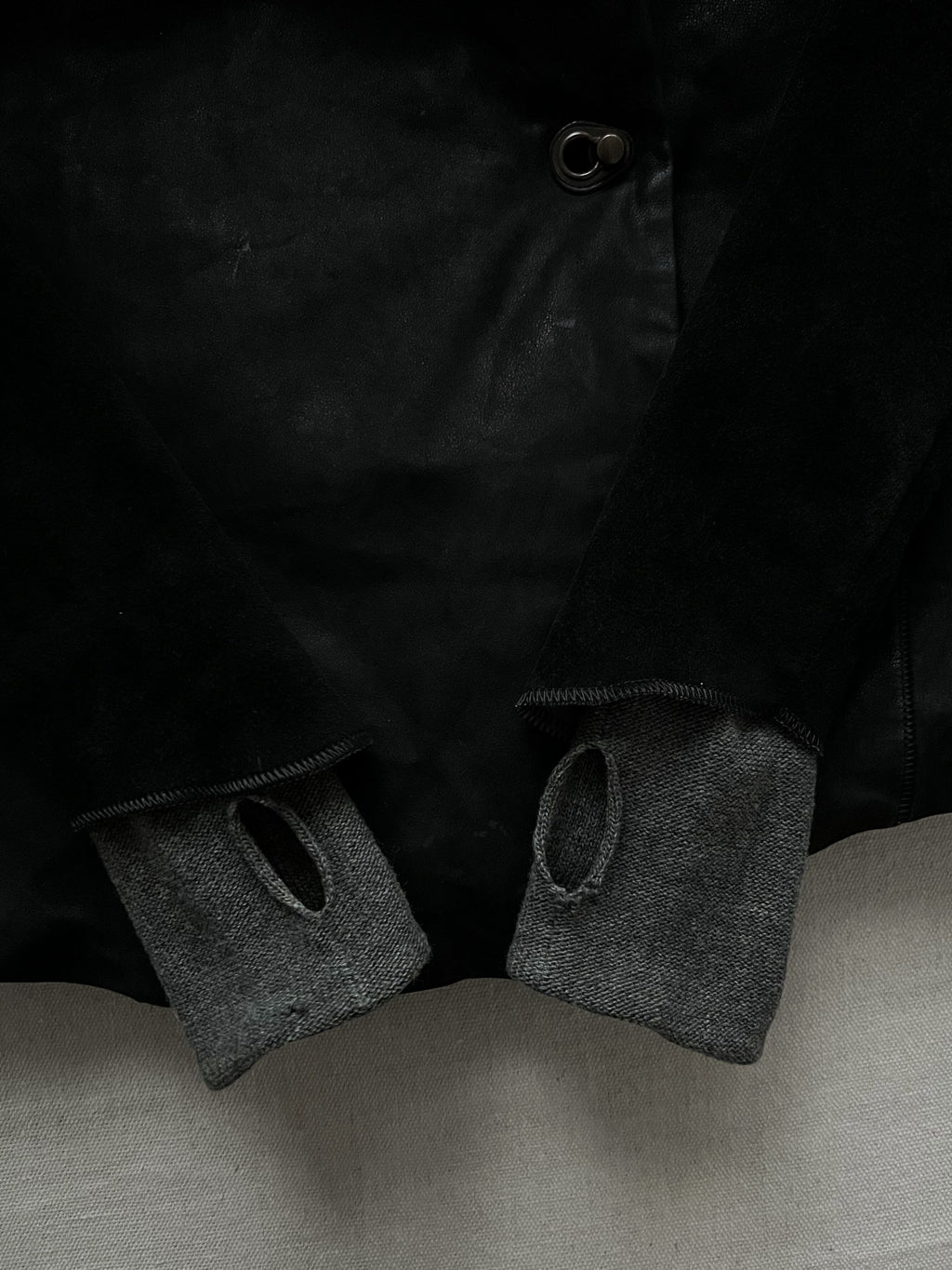 Isaac Sellam Asymmetric Lambskin Leather Goose Down Jacket