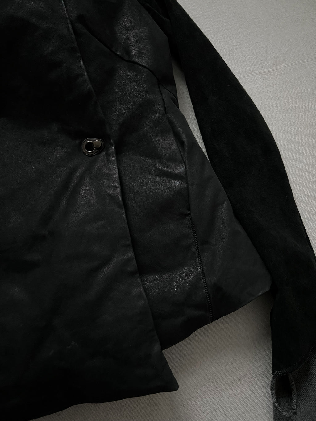 Isaac Sellam Asymmetric Lambskin Leather Goose Down Jacket